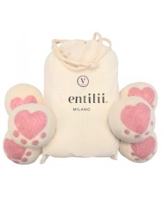 6 grote drogerballen van wol (7cm) met roze hartje – Ventilii Milano